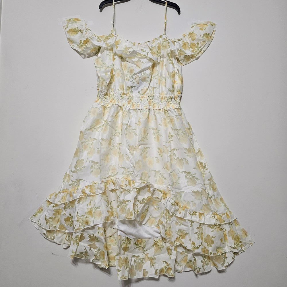 Layered‎ With Love Women's Dress Plus Size 3X Yellow Off-Shoulder Ruffle Hi-Low